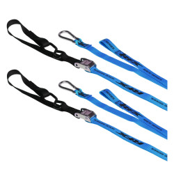 RFX Race Series 1.0 Tie Downs (Blue/Black) with extra loop & carabiner clip