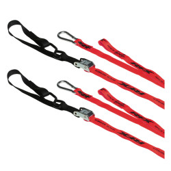 RFX Race Series 1.0 Tie Downs (Red/Black) with extra loop & carabiner clip