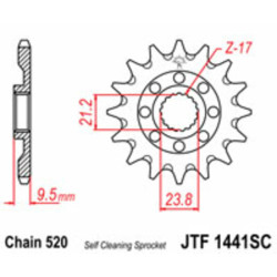 JT SPROCKETS Steel Self-Cleaning Front Sprocket 1441 - 520
