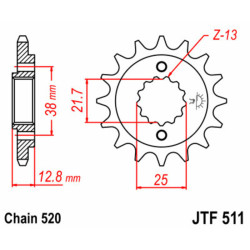 JT SPROCKETS Steel Standard Front Sprocket 511 - 520
