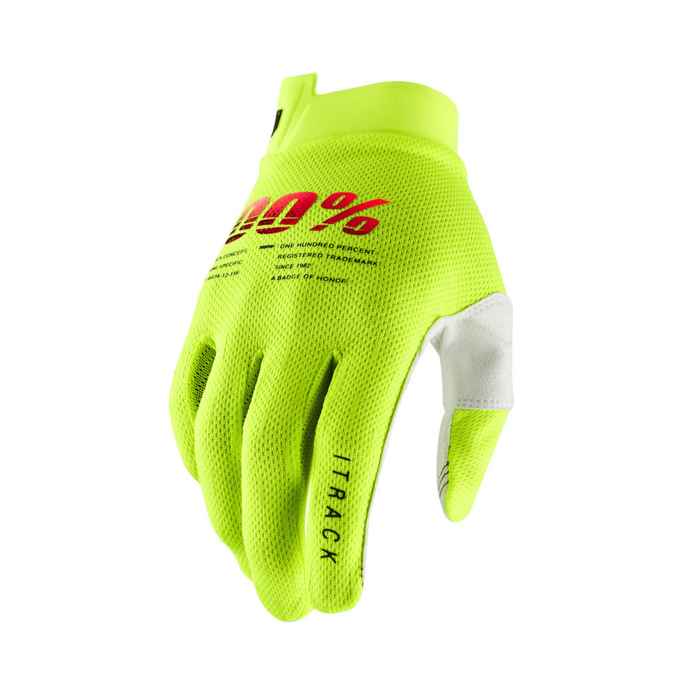 Gants Moto Cross  Gants Cross Enfant ITRACK Jaune Fluo