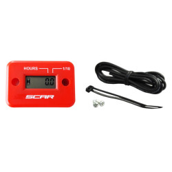SCAR Hour-meter with Wire Velcro Fixing Red