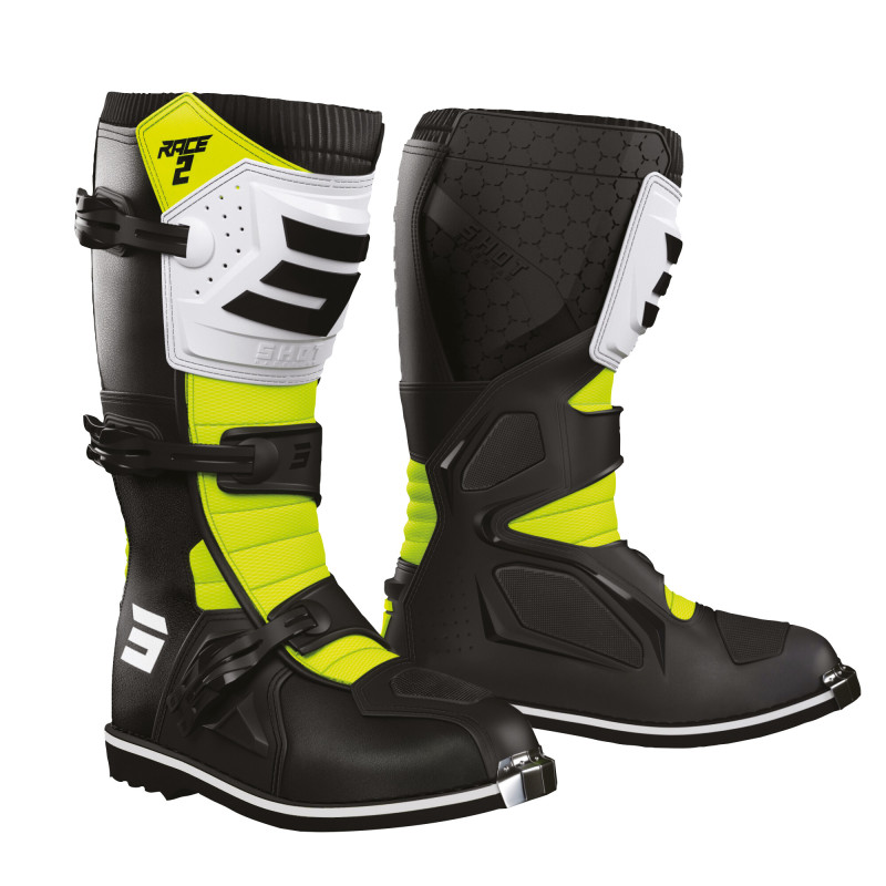 bottes-cross-enfant-shot-race-2-noir-blanc-jaune-fluo