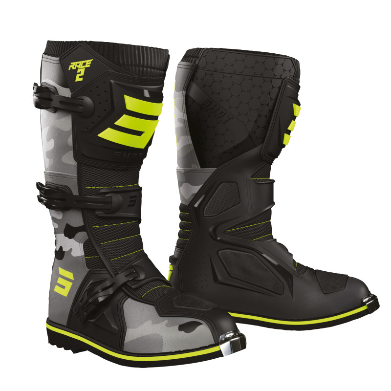 bottes-cross-enfant-shot-race-2-camo-jaune-fluo